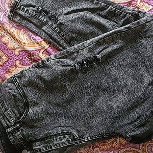 SOLD Black distressed straight leg jeans